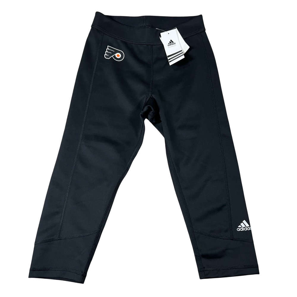 Adidas Philadelphia NHL Flyers Techfit Capri Leggings Womens Small Black NEW